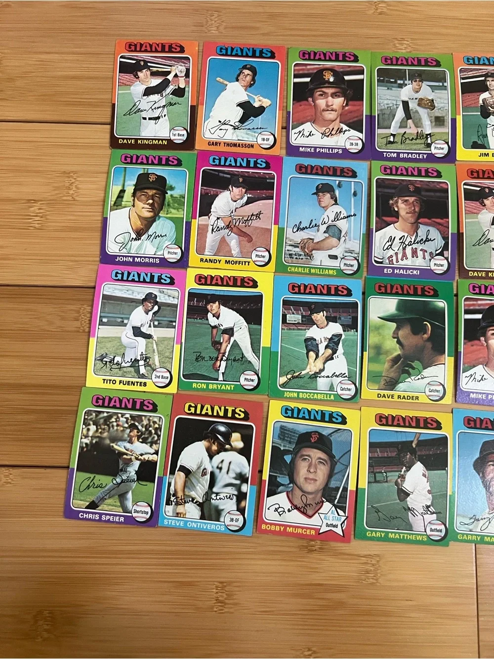 1975 Topps SF Giants Team Set Lot 28x w/ Bobby Murcer All Star Kingman
